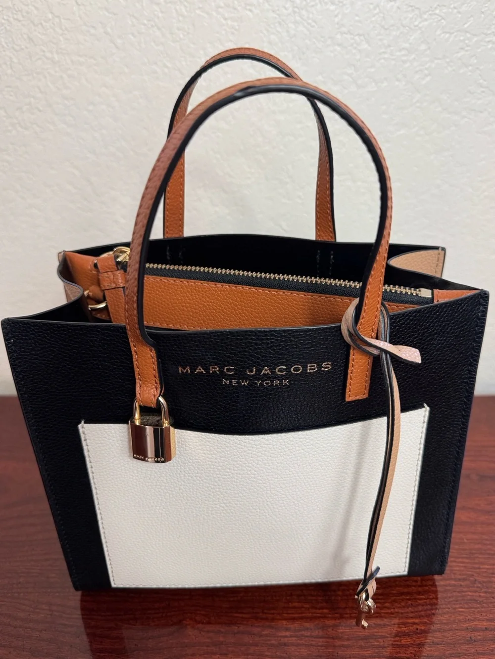 Marc Jacobs Black, White & Tan Colorblock Satchel